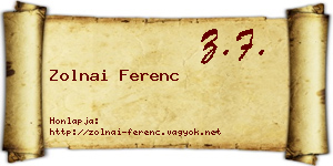 Zolnai Ferenc névjegykártya
